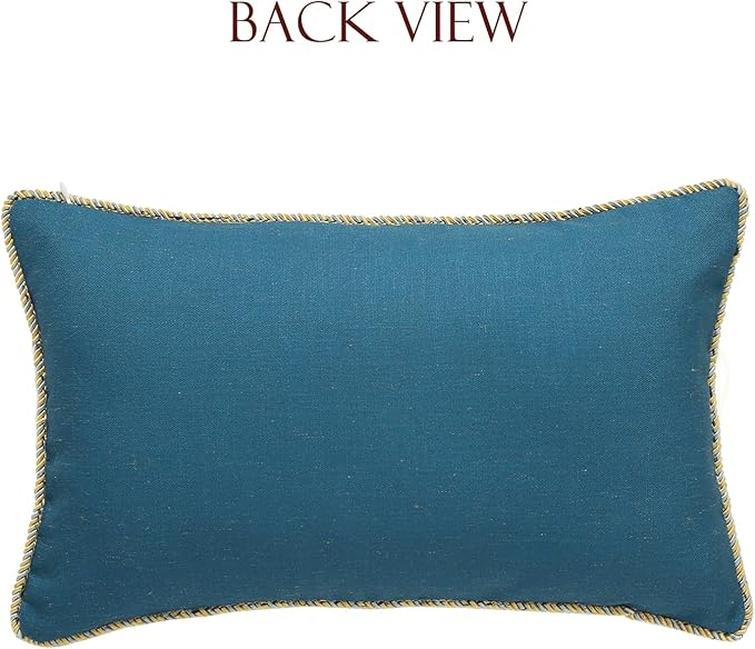 patdrea Designer Rectangle Throw Pillow Covers Set of 2,Farmhouse Blue Linen with Birds Floral Pattern Pillow Cover,Decorative Lumbar Pillowcases Cushion for Bed Living Room Outdoor Car,12"x20"