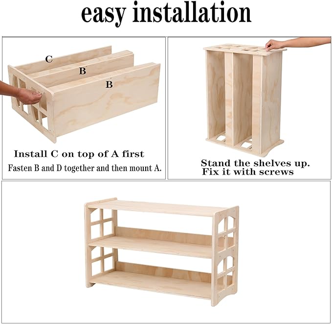 Montessori Bookshelf Toy Shelf Kids Storage Organizer for Toys Book Shelves for Kids Room Sturdy and Safe Toddler Wood Classroom Furniture Bookcases (3Tier)