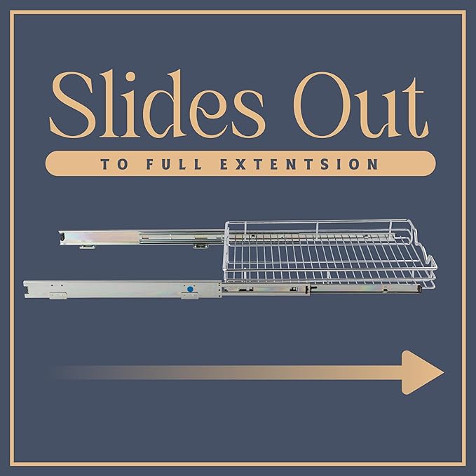 HOLDN’ STORAGE Pull Out Cabinet Organizer - Heavy Duty Steel with Smooth Slide-Out Drawers, Chrome Finish - 14" W x 17" D Basket, Fits 15.25" Cabinet Opening