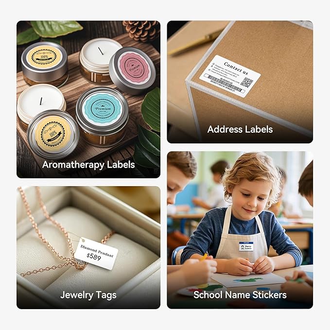 NIIMBOT B1 Label Maker Machine with Tape, 2 Inch Portable Sticker Printer for Home School & Small Business, Compatible with Phones & PC, Gray White