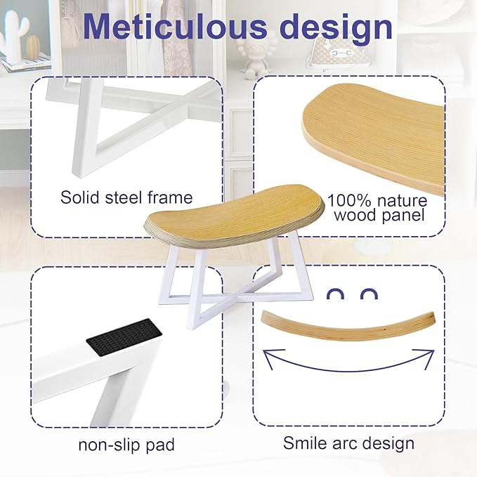 Wooden Step Stool，Foot Rest for Adult&Children,Short Stool for Under Desk, Small Bench for Living Room, Kitchen, Couch, Entryway