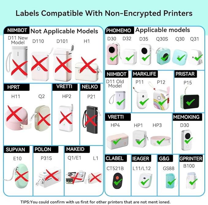 Label Maker Tape Refills, Non-encrypted Repalcement Labels, High Definition Compatible with Portable Label Printer 12 x 40 mm(0.47 in x 1.57 in),165 Lables/Roll, 10 Rolls,Clear