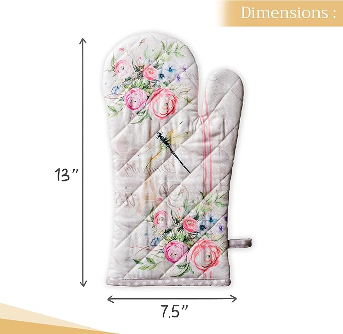 Maison d' Hermine Oven Gloves 100% Cotton Easter Oven Mitt Heat Resistant BBQ Cooking Gloves with Loop for Grilling, Microwave, Barbeque, Champ De Mars Spring/Summer (Oven Mitt (7.5''''x13''''))