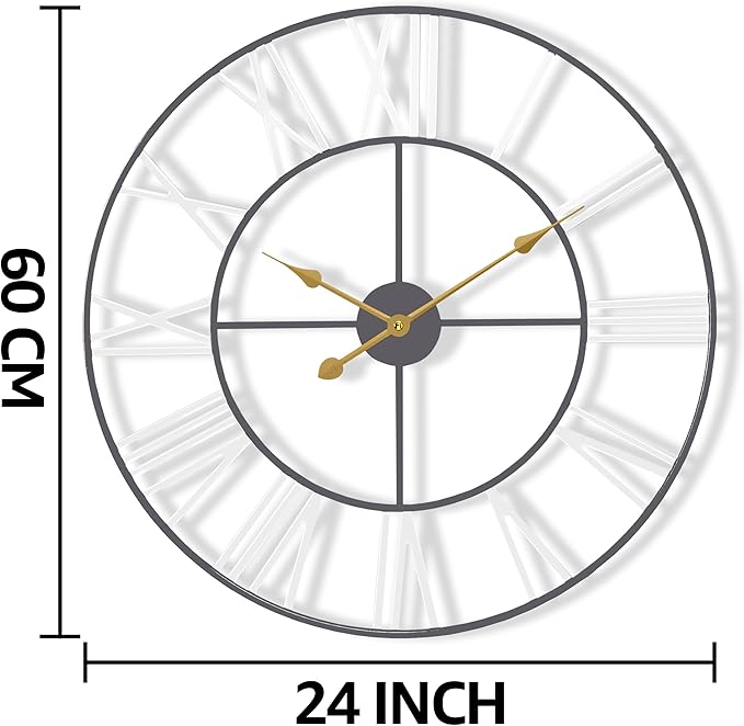 Sorbus Large Wall Clock for Living Room Decor – Easy to Hang 24-Inch Big Wall Clock – Metal Wall Art for Kitchen, Bedroom, Home, Office – Analog Decorative Wall Clock (White)