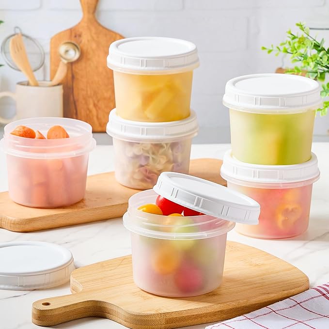 TUZAZO 12 Oz Food Storage Containers with Screw Lids, 6-Count Reusable Small Plastic Soup Containers for Portion and Meal Prep | Microwave-, Freezer-, Dishwasher-Safe | BPA Free