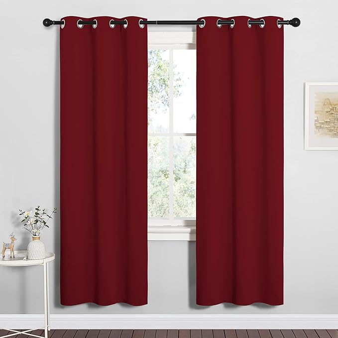 NICETOWN Burgundy Red Blackout Curtains 78 inches Length for Bedroom, 2 Panels, 42" Wide, Thermal Insulated Decoration Drapes for Office Window
