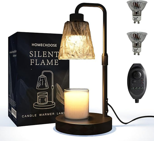 Black Candle Warmer Lamp with Timer, Height Adjustable Dimmable Candle Lamp Warmer for Jar Candles, Modern Wax Melts Warmer, Table Lamp for Home Living Bedroom Farmhouse