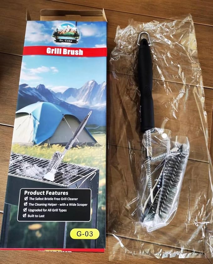 2 PCS Stainless Steel BBQ Grill Brush,BBQ Brush,Grill Scraper, Grill Brush for Outdoot,Grill Cleaning Brush, Barbecue Tool Set with Big Handle for Outdoor Grill