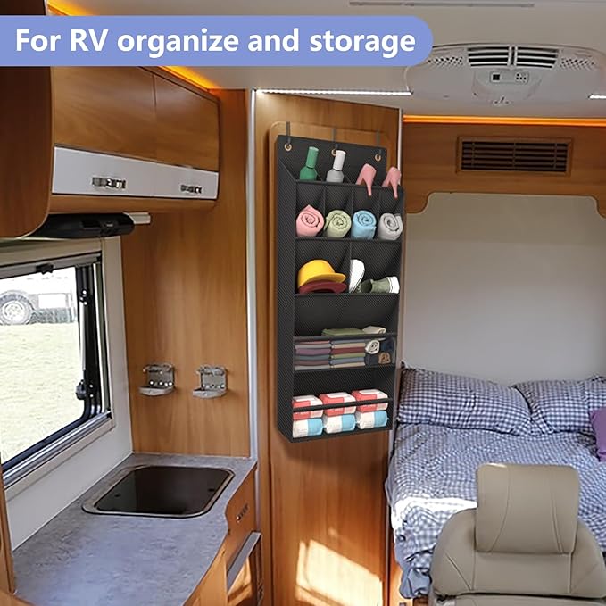 FENTEC 2 Pack Over the Door Shoe Organizer, Hanging Shoe Organizers with Large Pockets Shoe Holder Hanging Shoe Rack for Closet Shoe Organizer for Wall, Over Door Organizer with 30 Pockets, Black