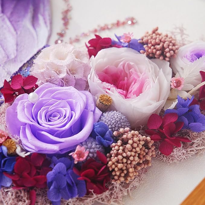 Handmade Butterfly Wall Art with Preserved Roses, 12x12 Shadow Box Frame Gifts, Unique Birthday & Anniversary Present for Women Mom Wife Girlfriend Daughter