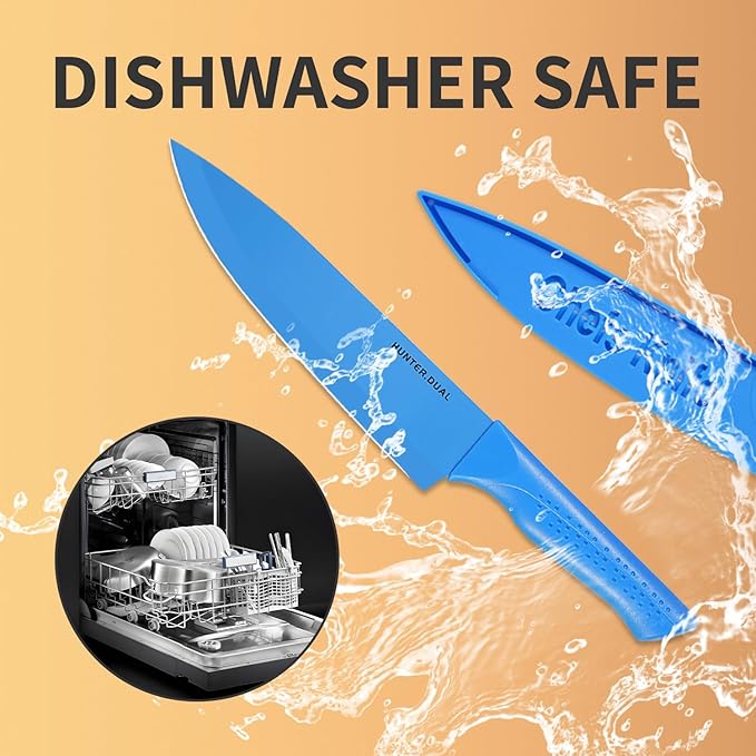 Knife Set, 12-PC Colorful Kitchen Knife Set, 6 Sharp Kitchen Knives with Built-in Sharpener Covers for Cooking, Cutting&Chopping (Multicolor)