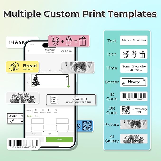 Nelko Label Maker Machine with Tape, P21 Bluetooth Label Printer, Wireless Mini Label Makers with Multiple Templates for School Office Home, Green