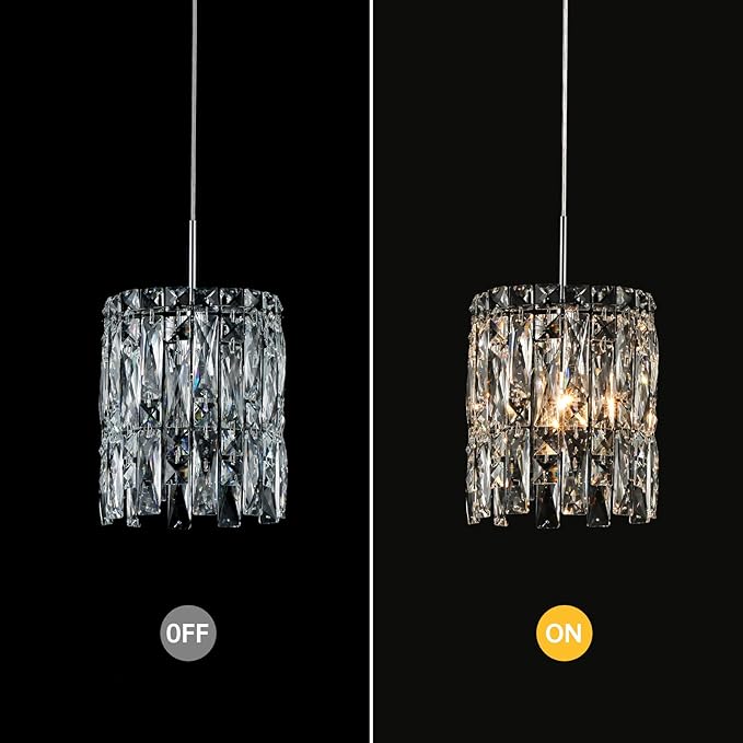 Modern K9 Crystal Pendant Lights Kitchen Island Set of 3,Chrome Chandeliers for Dining Room Light Fixtures Over Table,Hanging Lighting for Kitchen Island Entryway Bathroom BedHead Bedroom