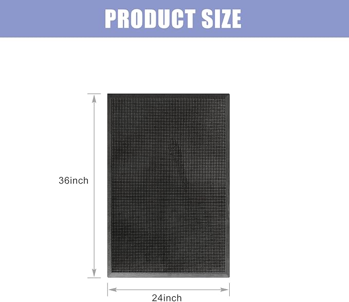 Kuyal Front Door Mat, 2'x3' Outdoor Entrance Mat, Winter Non-Slip Waterproof Outside Entrance Mats, Heavy Duty Durable Welcome, Non Slip Rubber Outdoor Mats for Entryway, Black