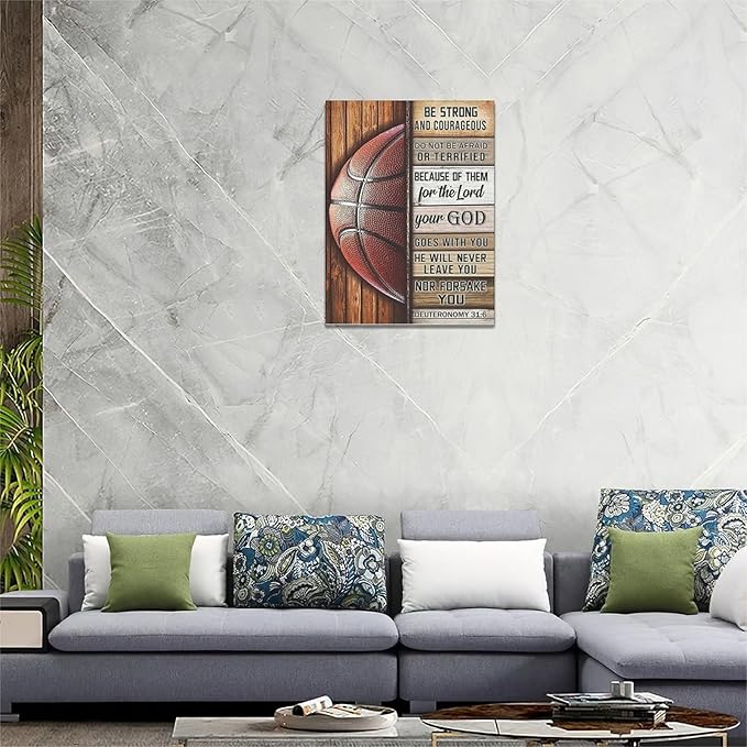 banonaty Basketball Wall Art Basketball Wall Decor Inspirational Quotes Pictures Canvas Prints Basketball Gifts For Coach Player Home Decorations For Boys Room Gym Livingroom Bedroom 12"x16"