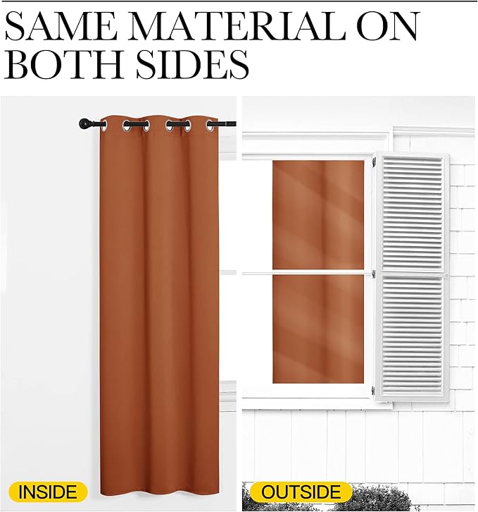 NICETOWN Halloween Burnt Orange Blackout Curtains for Sliding Door - 55 by 96, 2 Pieces, Blocking Out Sunlight Window Treatment Modern Design Grommet Curtain Panels for Dining Room