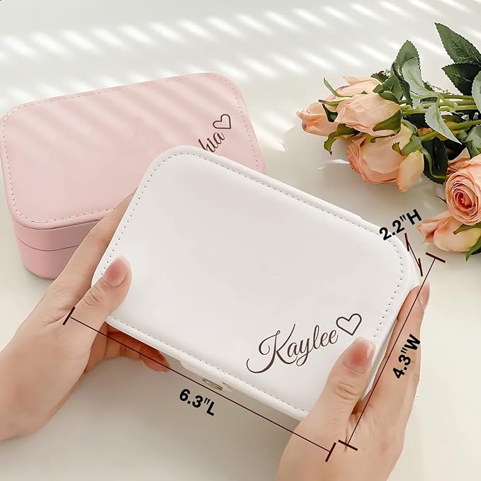 Personalized Jewelry Box Gifts for Women Custom Travel Jewelry Case Organization Leather Customized Birthday Anniversary Bridesmaid Gifts