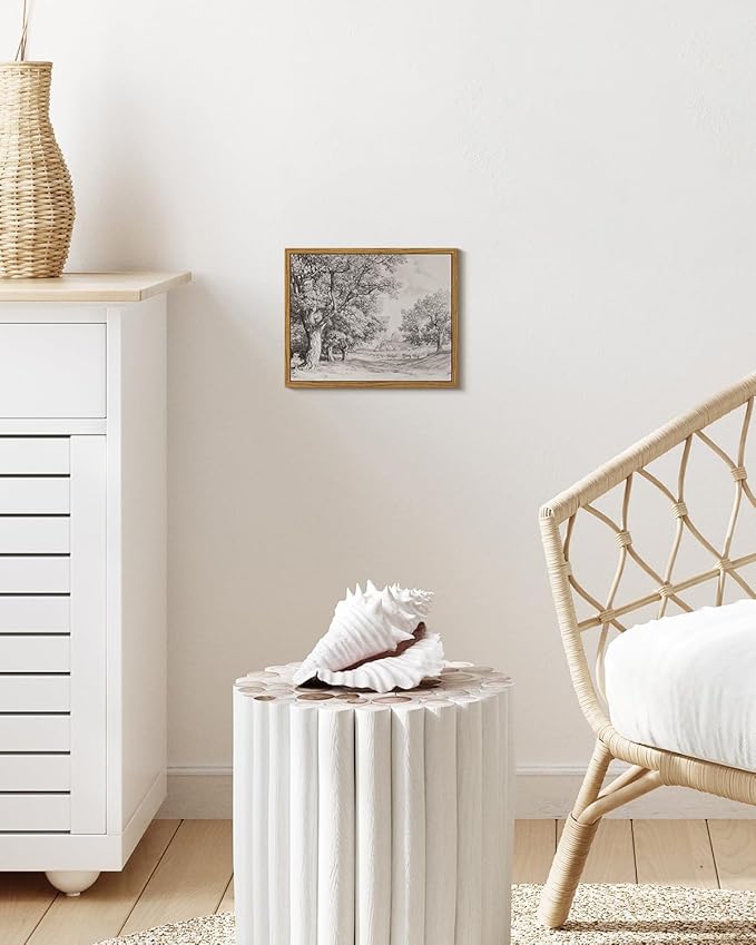 InSimSea Framed Wall Art for Living Room Tree Forest Canvas Art Wall Decor Retro Farmhouse Artwork Watercolor Landscape Picture Prints Rustic Gallery Boho Vintage Botanical Bedroom Office Decor 8x10In