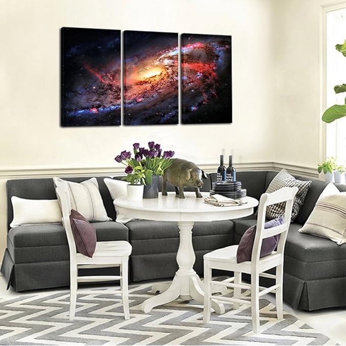 KREATIVE ARTS - Space and Universe Stretched Canvas Print - Space Landscape Paintings Wall Art Decor Universe Galaxy Stars 3 Piece Picture Print on Canvas for Modern Home Decoration Ready to Hang
