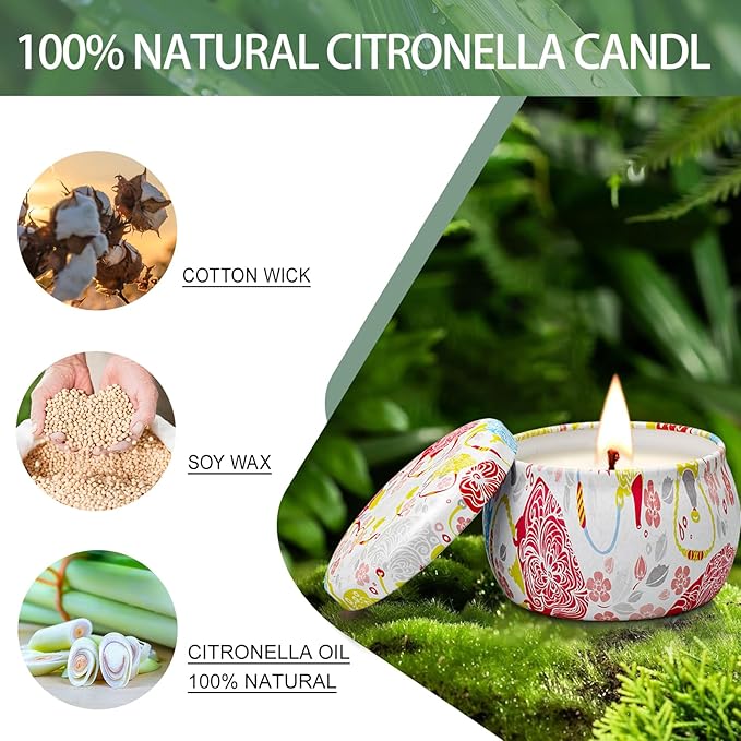 Citronella Candles Outdoor, 12Pack 52.8oz Natural Soy Wax Scented Citronella Candle Set up to 360 Hours Burning, Fresh Citronella Oil Infused for Indoor Outdoor, Camping, Garden, Patio, Yard, Balcony