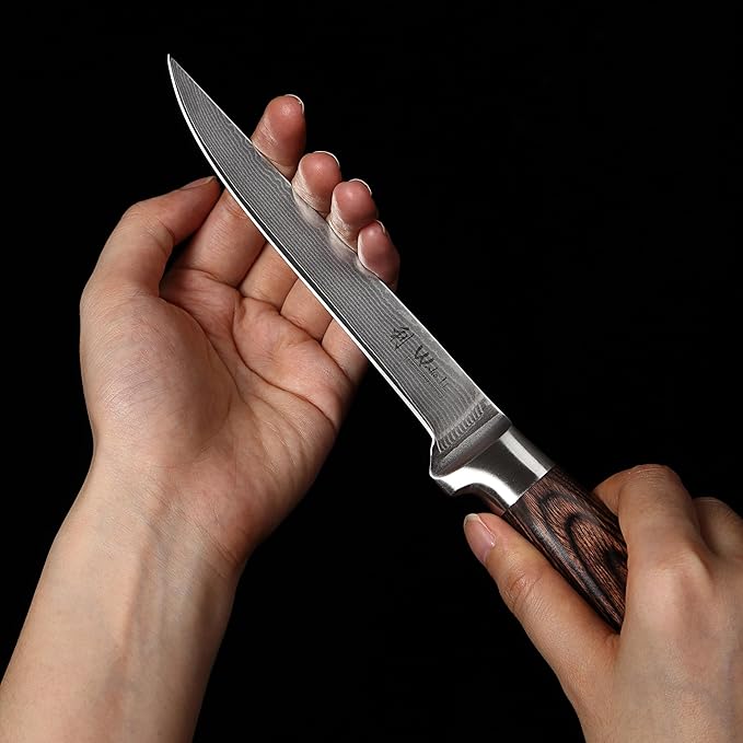 Wakoli EDIB Big Master Knife Foot Knife 14.5 cm blade 67 layers of real Big Master steel with Pakka wood handle I Premium Big Master Kitchen Knife and Cooking knife gift wrap