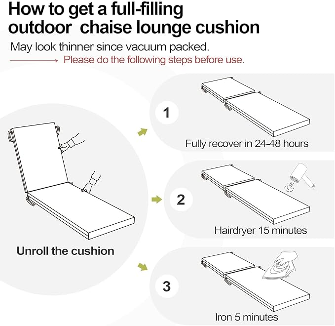 Crestlive Products Chaise Lounge Cushions Set of 2, Outdoor Cushions for Patio Furniture, Water Resistant Lounge Chair Cushion for Pool, Deck, Lawn, 80''L x 21''W, Green White Stripe