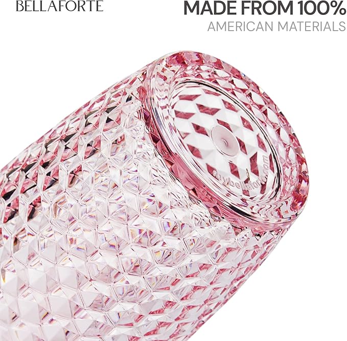 BELLAFORTE Shatterproof Tritan Plastic Tall Tumbler, Set of 4, 19oz - Laguna Beach Drinking Glasses - Unbreakable Tritan Drinking Glasses for Parties - BPA Free - Pink