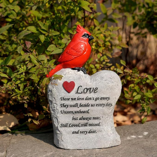 Cardinal Decor Garden Decor,Red Cardinal Memorial Stones for Loved Ones, Cardinal Bird Figurine,Garden Sculptures & Statues, Outdoor Decor for Balcony, Yard, Lawn, Pathway, Walkway