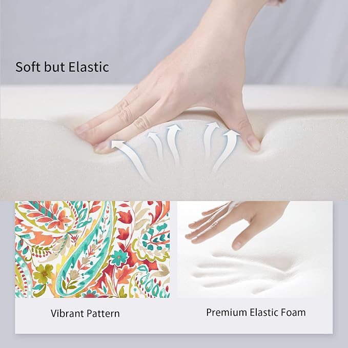 Set of 2 Outdoor Chair Cushions with Ties,Water Repellent Patio Chair Pads 17"x 16" for Outdoor Furniture,Round Corner Seat Cushions for Garden Yard Kitchen Pretty Paisley