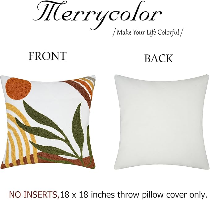 Merrycolor Boho Abstract Pillow Covers 18x18 Tufted Mid Century Modern Throw Pillows Textured Aesthetic Pillow Cases Bohemian Boho Pillows Decorative Throw Pillows Cover for Bed Couch Sofa