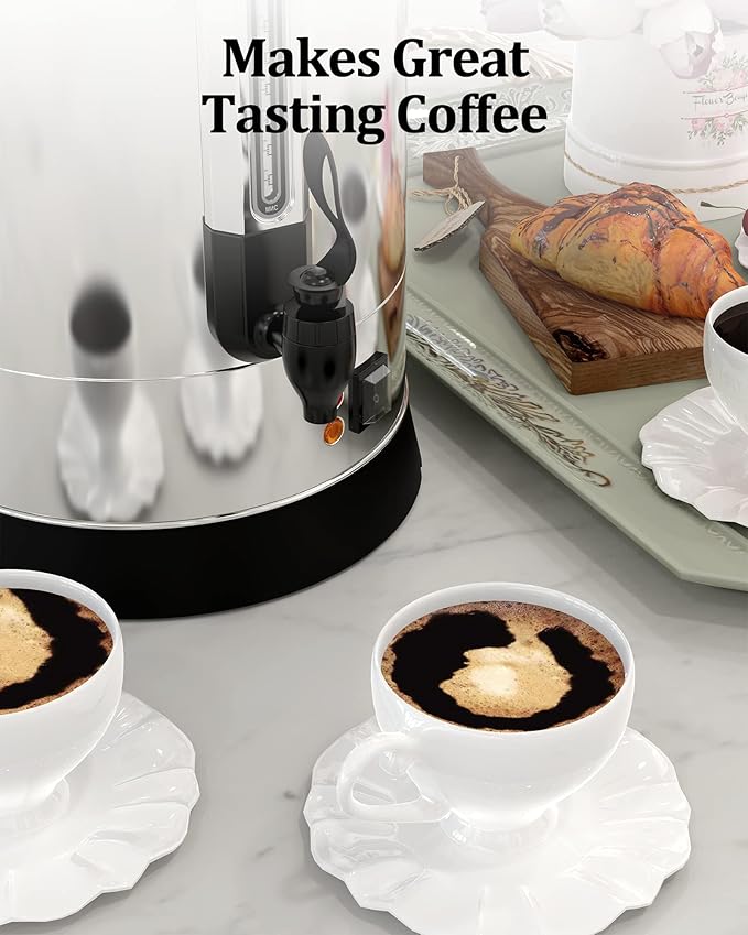 Coffee Urn 120 Cup,14L Commercial Coffee Maker for Party Buffet Catering, Stainless Steel Large Hot Coffee Dispenser,Hot Beverage Dispenser,Hot Water Urn