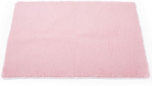 TTLOJ Rectangle Rug for Play Tent, Decorative Area Rug, Fluffy Soft Mat Pad for Kids' Playhouse, Nursery, Children's Room Decor, Dormitory Velvet 50.5" Lx38.5" W Pink