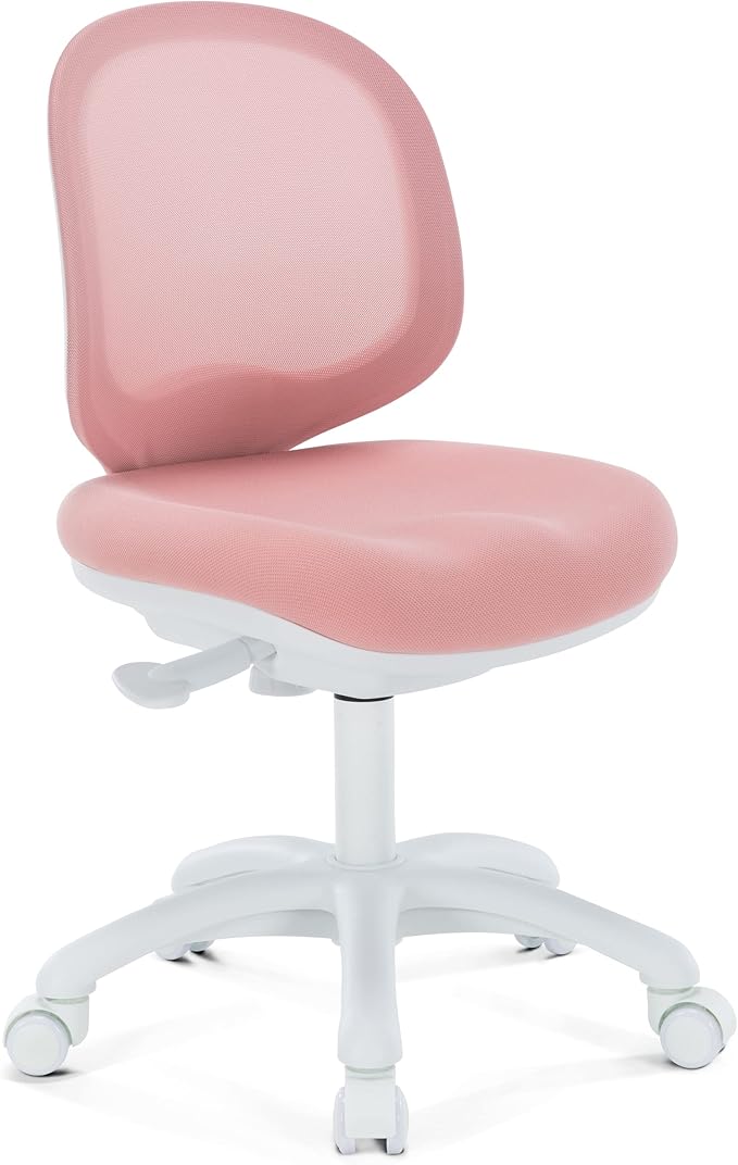 Kids Desk Chair, Boy's Girl's Child Children Study Office Computer Chair, Ergonomic Design, Adjustable Height and Seat Depth (Peach Pink)