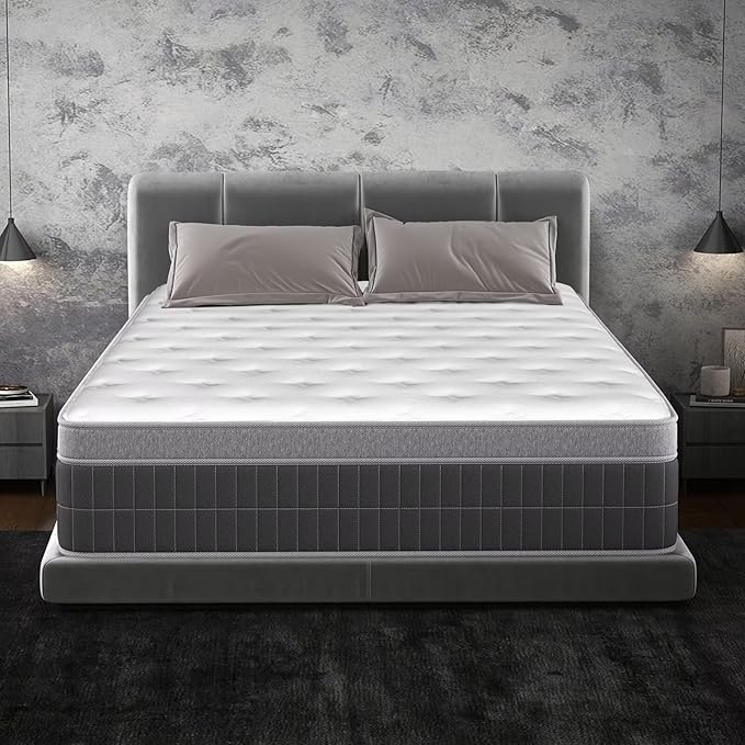 inight Queen Mattress 12 Inch, Individual Wrapped Pocket Springs Zoned Hybrid Mattress with Gel Memory Foam, Ergonomic Pressure Relief, Enhanced Edge Support, Breathable Comfort Night, 365-Night Trial
