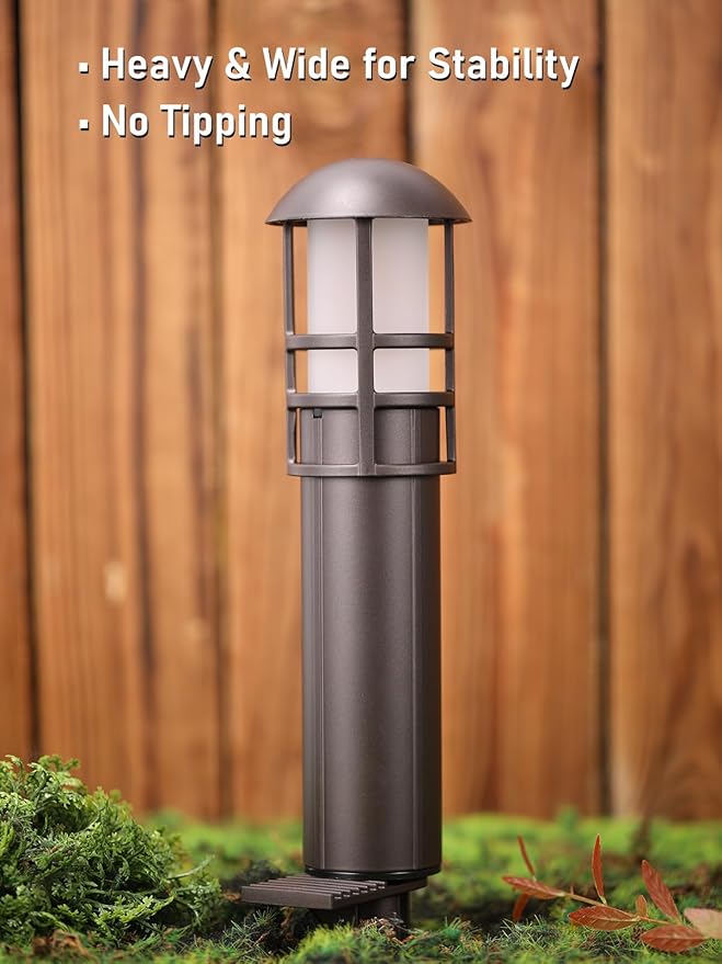 LEONLITE 12-Pack Low Voltage Landscape Pathway Lights 3W Landscape Lighting 12-24V LED Bollard Path Lights Wired CRI 90+ Aluminum Pathway Lighting for Walkway Yard Garden, ETL Listed, 3000K Warm White