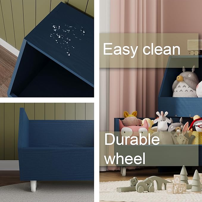 Toy Storage and Organizer for Kid, Boys and Girls Muti-Functional Bookcase and Storage Bin with Moveable Drawers, Children Toddler Storage Carbinet Dark Blue