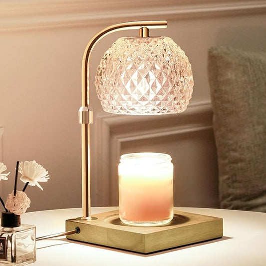 Mocalido Candle Warmer Lamp with Timer, Dimmable Electric Candle Warmer Adjustable Height, Top Candle Melter Warming Lamp for Scented Jar Candles, Clear