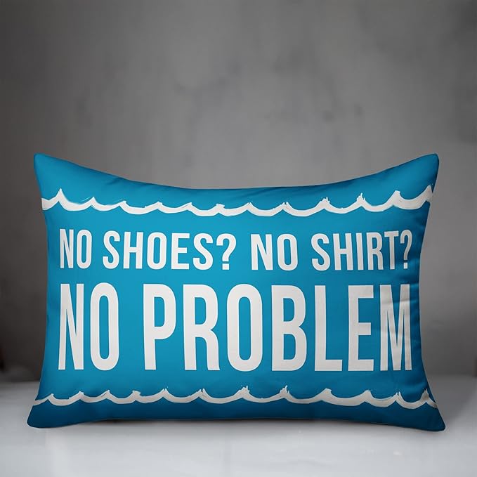 Welcome to The Pool Indoor/Outdoor Pillow | Decorative Pillows for Living Room Couch Bed Sofa Patio, Fluffy Soft Cushion | Water Resistant Blue, 14x20