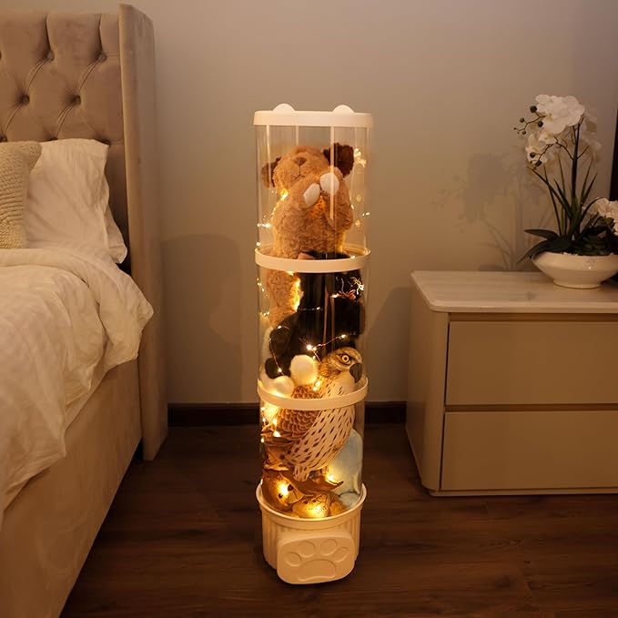 LALABOO Stuffed Animal Storage Tube Organizer – 42” Tall Transparent Hanging Tube for Plush Toy Storage, Space-Saving Kids Room Organizer for Stuffed Animals, Soft Toys, Blankets & More