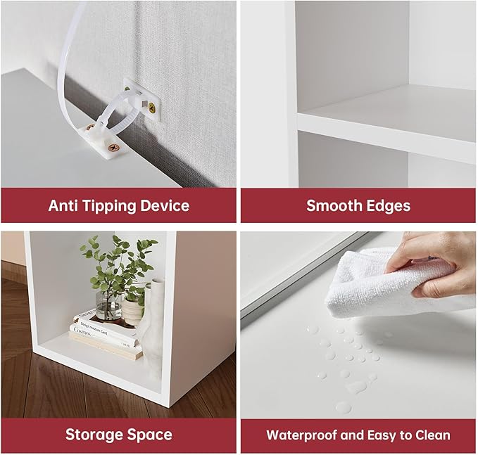 oneinmil 71.5" Tall Narrow Bookshelf, 6-Tier Cube Display Rack, Modern Corner Bookshelf with Storage Space, CD Storage Cabinet for Home Office (White 1 Pack, 6-Tier)