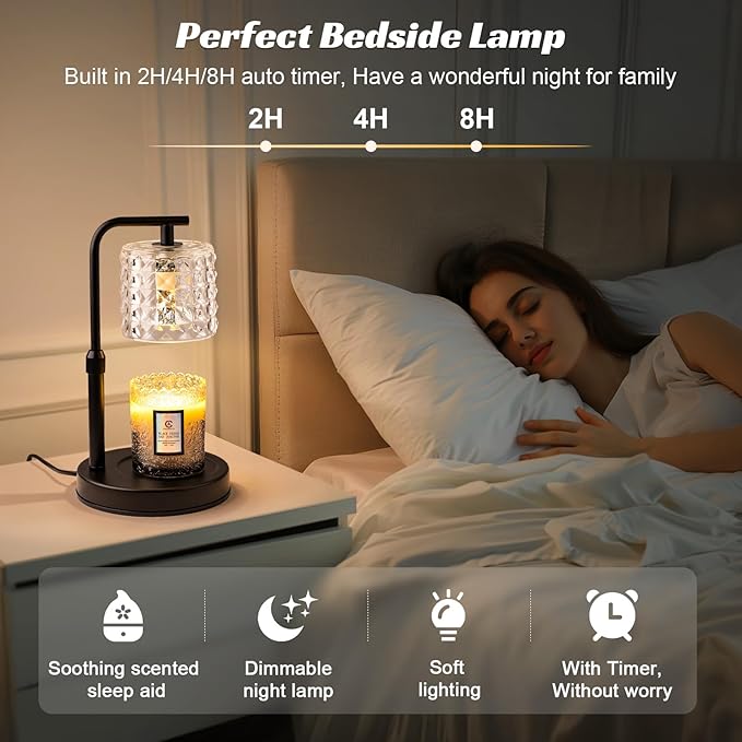 TantaScent Electric Candle Warmer Lamp in Vintage Birdcage Design with Timer – Scented Jar Candle Melter for Home Decor, Housewarming, Birthday, and Christmas (Includes 2 Bulbs) (Diamond Grid)