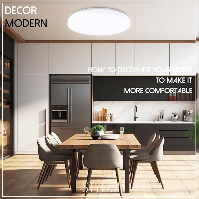 Hamilyeah 20 inch Ceiling Light Flush Mount 48W, Dimmable LED Ceiling Light Fixture, Simple Close to Ceiling Light 5CCT for Living Room, Dining Room, Bedroom, Hotel, Office