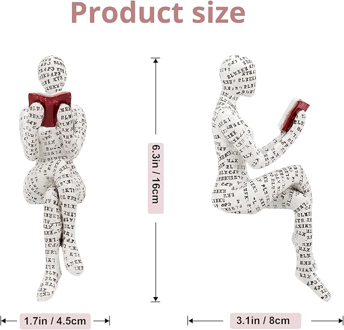 puthiac Office Shelf Decor - Reading Woman Figurine Sculpture Thinker Statue - Modern Abstract Home Decor for Living Room, Office, Bedroom - Elegant and Aesthetic Decoration Statue 04