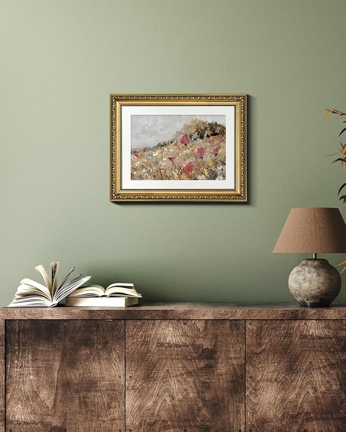 VIYYIEA Gold Framed Wall Art Canvas Print Home Decor Flower Art Vintage Botanical Print Rustic Farmhouse Wall Decor Mid Century Modern Art Coastal Floral Room Decor Wall Pictures Bedroom 11x14in