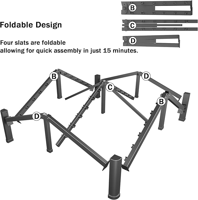 14 Inch California King Bed Frame with Rounded Corner and Headboard Hole Mattress Retainers 3500 lbs Heavy Duty Support Metal Platform Bed Frame Noise Free No Box Spring Needed Easy Assembly
