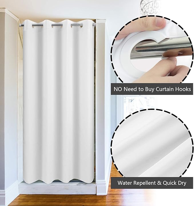 Stall Size Fabric Shower Curtain No Hooks or Liner Needed - Soft Shower Stall Curtain 54" x 78" Hotel Grade, Waterproof & Machine Washable, White, 54x80