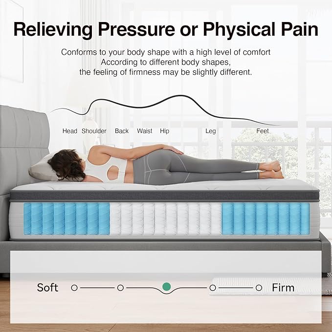 Novilla Queen Mattress 14 Inch, Hybrid Mattress Queen in a Box,Foam Innerspring Mattresses for Body Supportive & Pressure Relief, Comfort Pillow Top for Medium Firm Feel