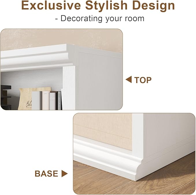 Rresyet Bookcase and Bookshelves, 28" W Tall Bookshelf with Elegant Design, 6 Tiers Spacious Book Storage, Freestanding Book Organizer, Display Library Shelf for Home Office, Living Room & Study Room