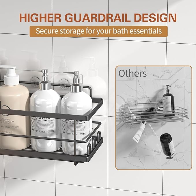 Shower Caddy, 3 Pack Large Capacity Bathroom Organizers and Storage, No Drilling Adhesive Rustproof Shelves with Soap Holder, Home Decor, Black