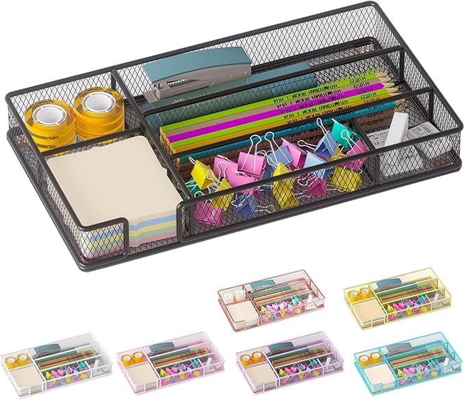Desk Drawer Organizer Tray, Office Drawer Organizer, Workspace Organizers, Suitable for Tools, Pencils, Office Supplies Storage (Black)